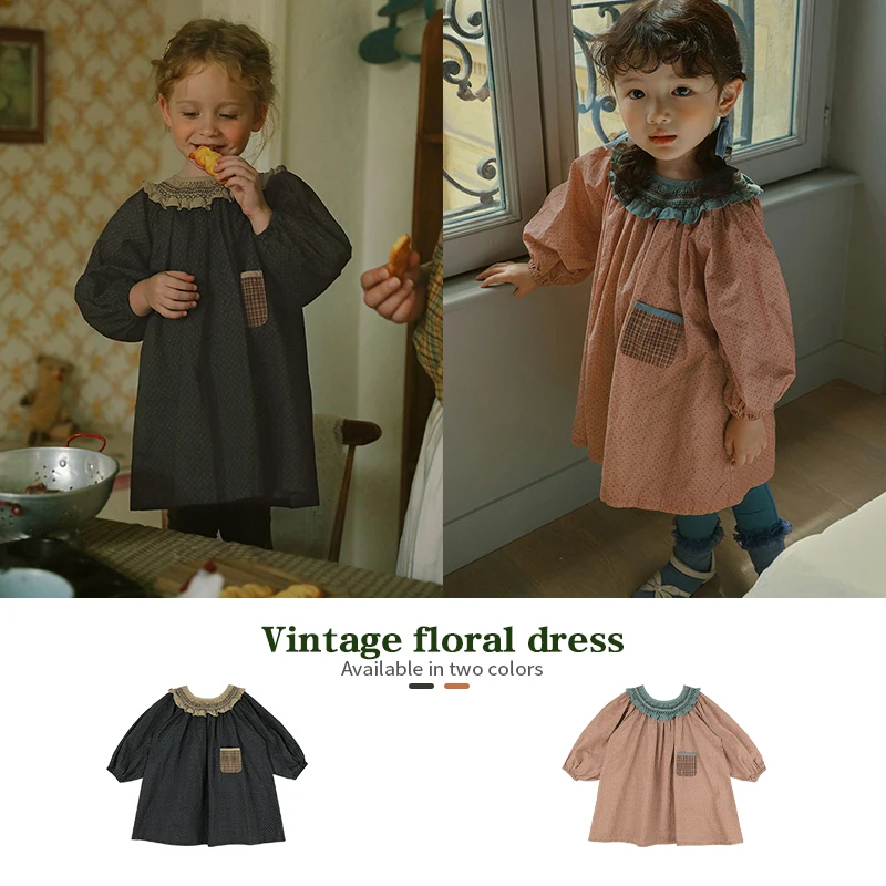 

Детское платье с длинным рукавом, с цветочным принтом