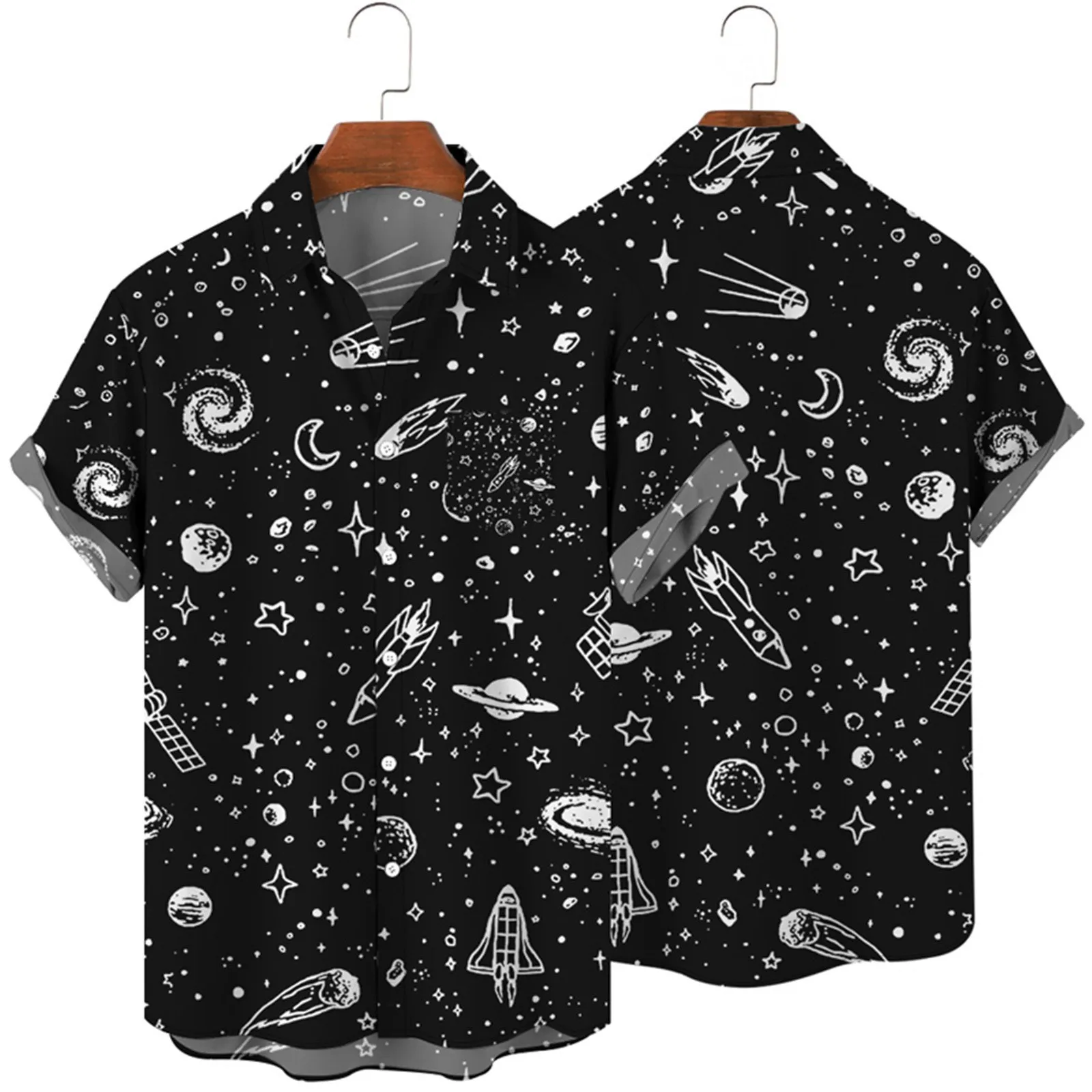 

Мужская гавайская рубашка с коротким рукавом, с принтом, на пуговицах