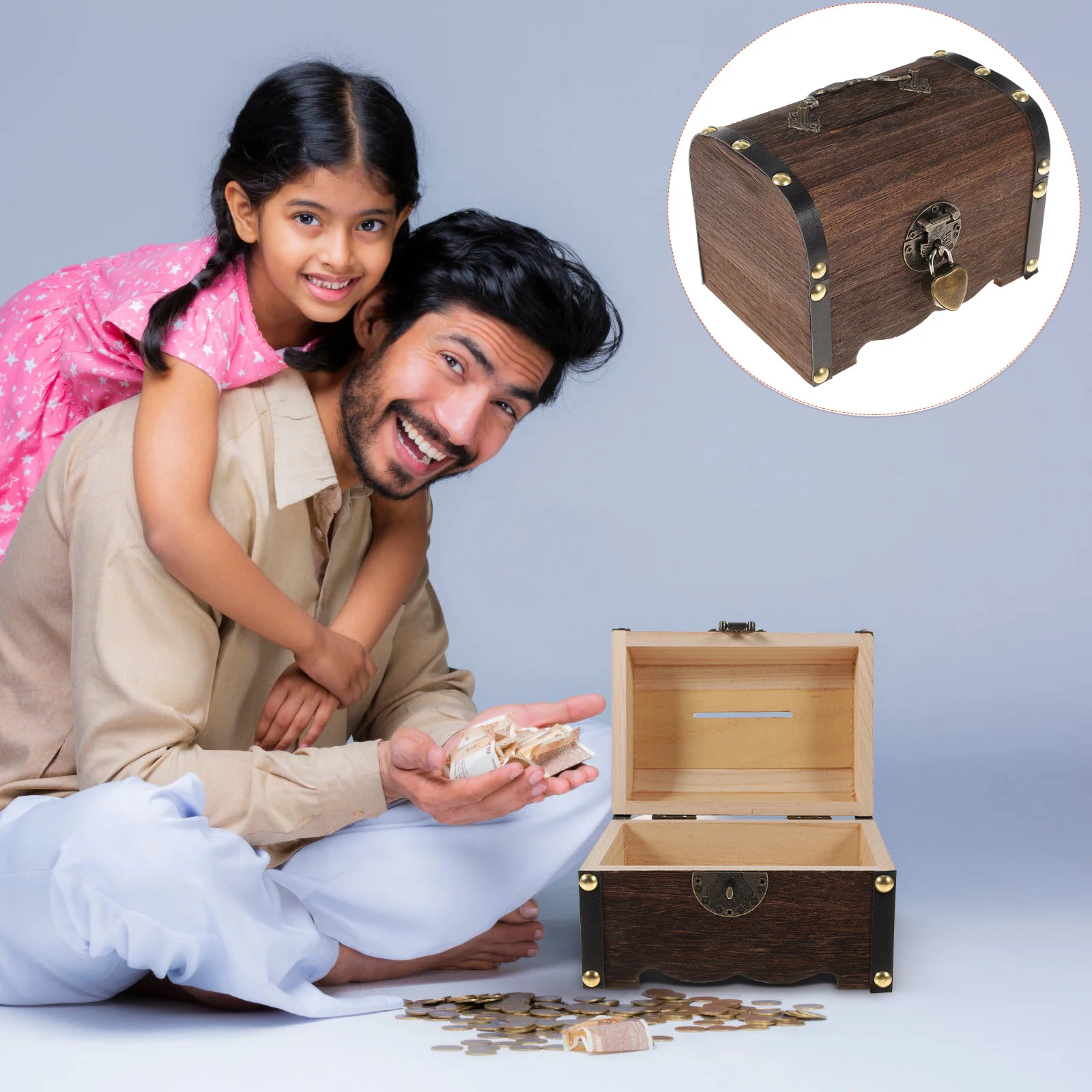 

Pirate Box Piggy Bank Kids Wood Piggy Bank Pirate Pretend Toy Kids Keepsake Box Jewelry Treasure Box Toy