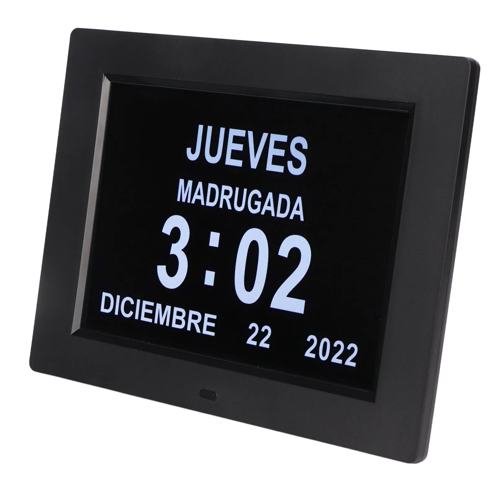 8 Inch Digital Day Calendar Clock Auto Dimming Take Medicine Reminder Electronic Alarm 110‑240V Black UK Plug