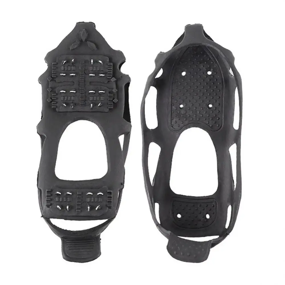 

Black Shoe Buckle Stainless Steel Snow Antiskid Shoe Cover All Ages High Elastic Tpe Crampons Snow Essential 24 Tooth Crampon