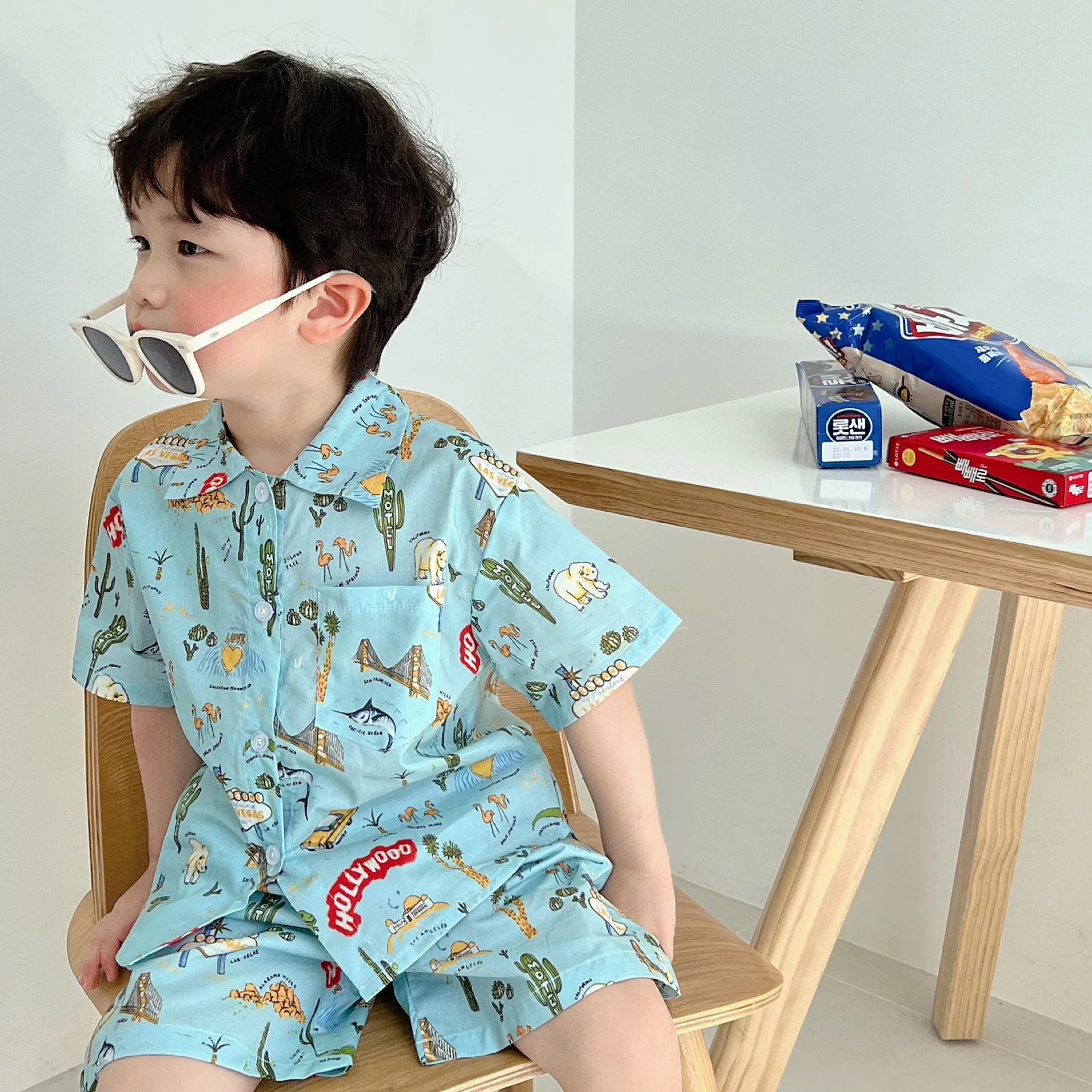 

2022 Summer Boys Clothing Sets New Designs Floral Beach Style Soft Kids Thin Breathable T-Shirt + Shorts 2Pcs Suits