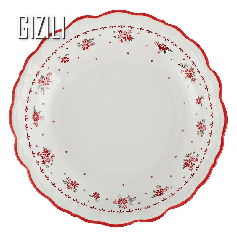 Французская керамическая кухонная посуда наборы тарелок для еды с цветами