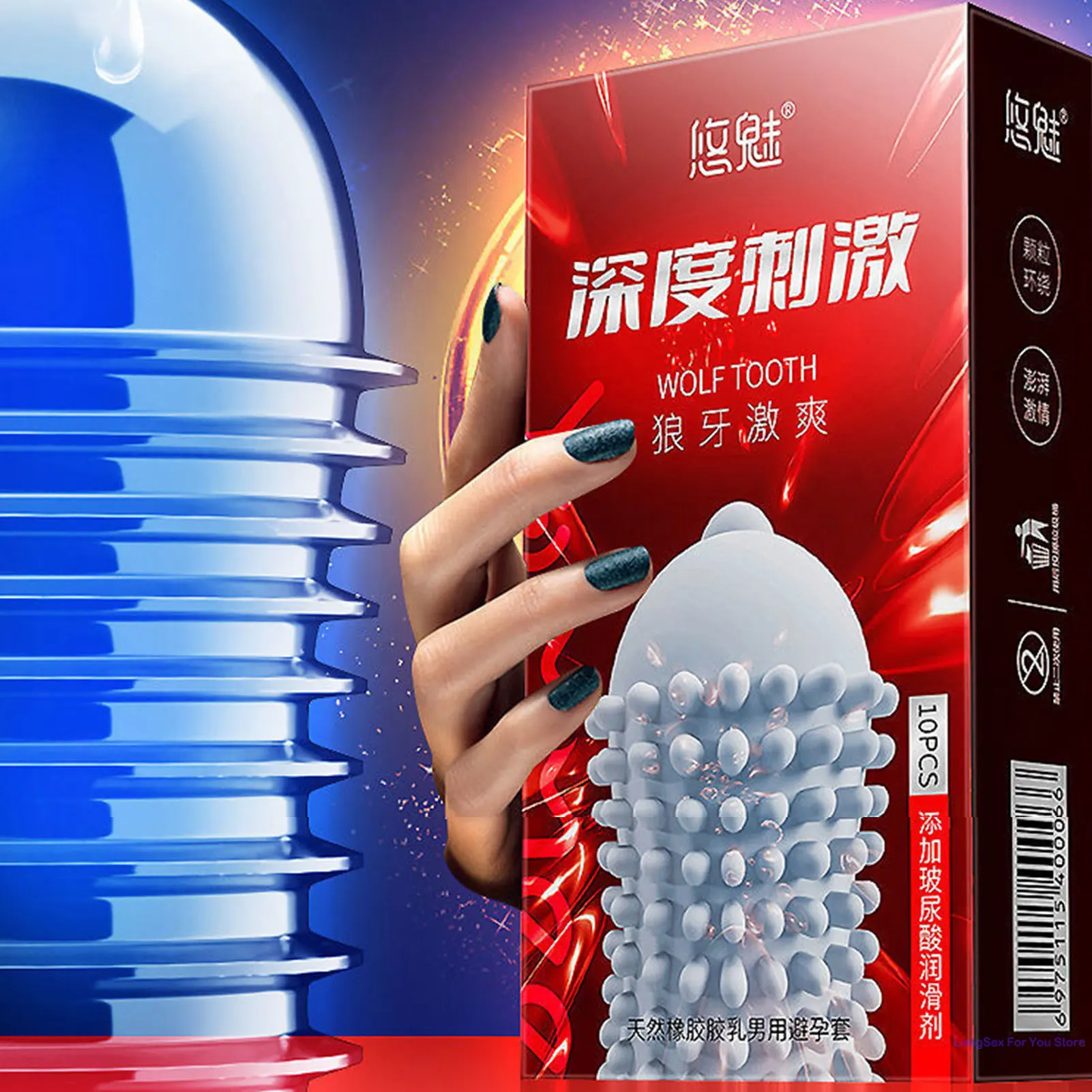 

10pcs Big Dotted Condom Large Particles Penis Sleeves For Men Adult Sex Toys Thread G-spot Cock Condoms Contraception Sex Shop