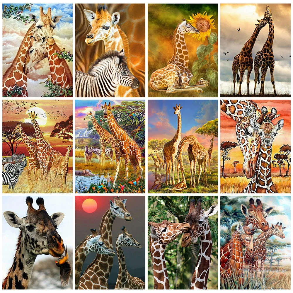 

Алмазная живопись, "сделай сам", 5D Вышивка с животными, жирафом, искусство мозаики, картины, полная вышивка крестиком, наборы для рукоделия, домашний декор