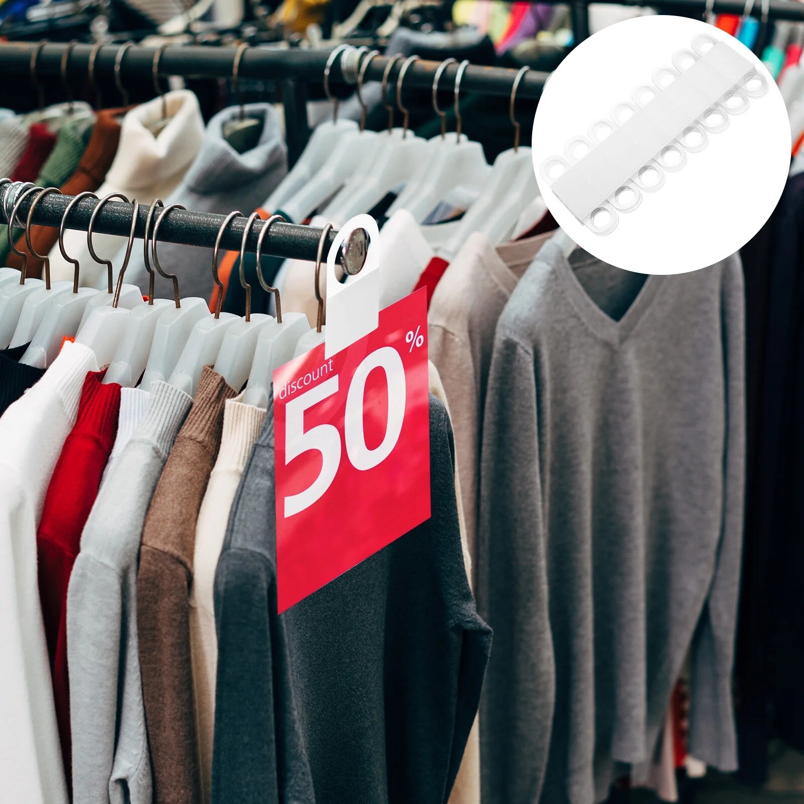 

Clothing Rack Round Hole Adhesive Hangs Tabs Plastic Display Hand Pegboard Self Hooks Tags Store Merchandise