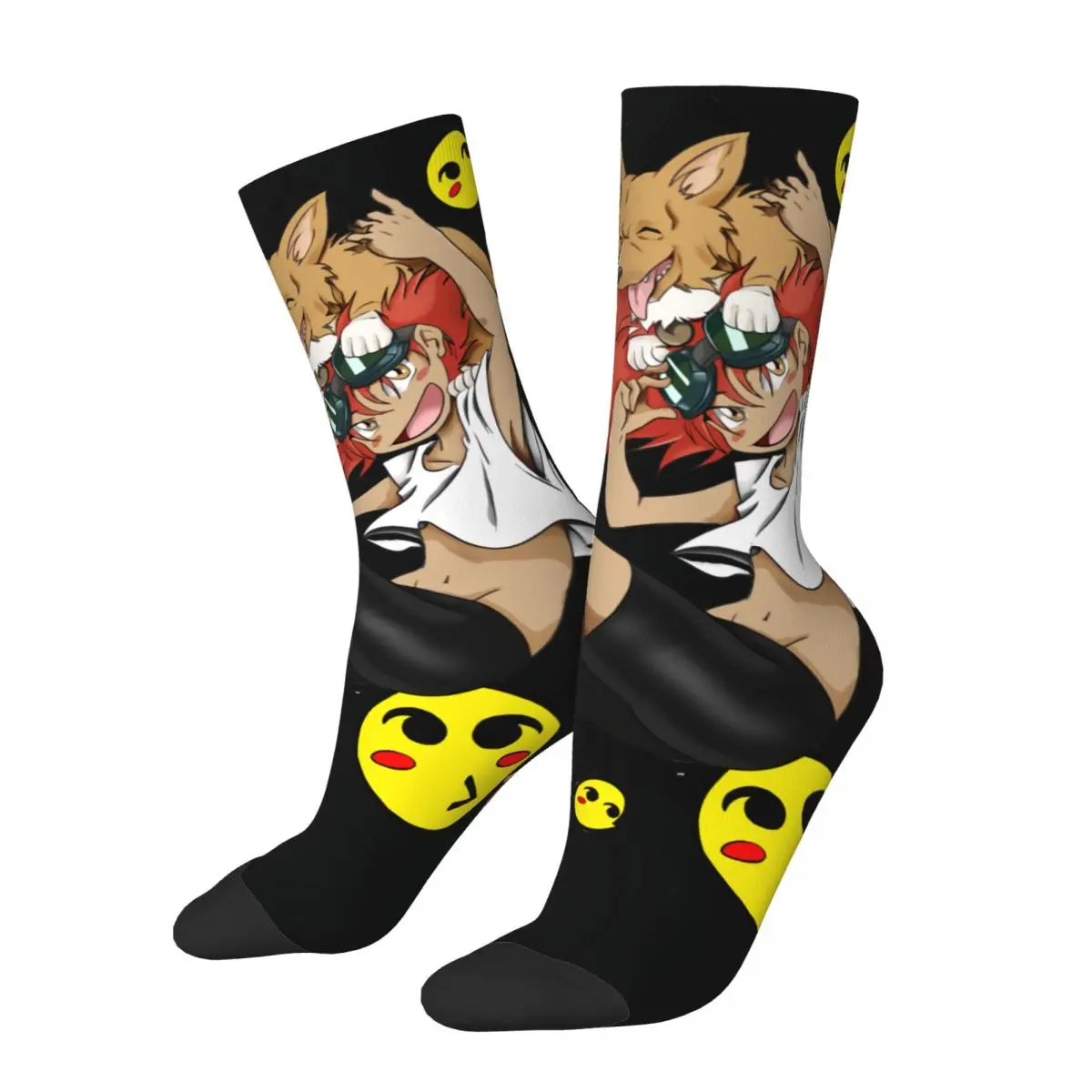 

Hip Hop Vintage Happy Crazy Men's compression Socks Unisex Cowboy Bebop Spike Anime Street Style Seamless Printed Crew Sock