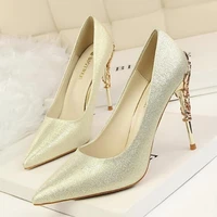 2022 metal carved office high heels pumps women dress shoes sexy pointed toe ladies party shoe candy colors female wedding heels