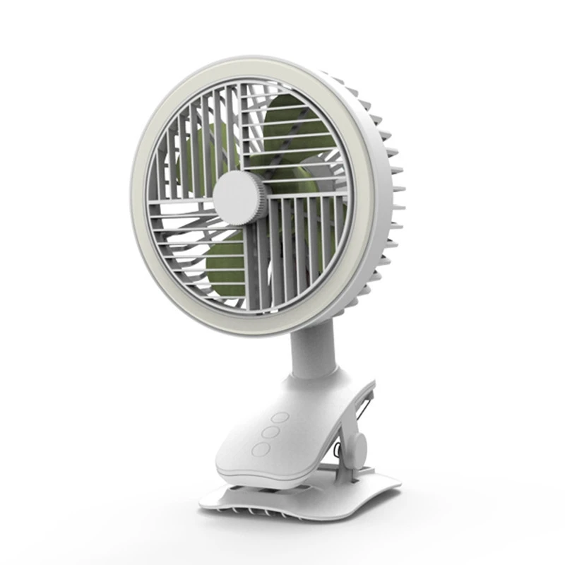 

New Shaking Head Fan with Light Charging Desktop Dormitory Stroller Mini Fan USB Clip Fan
