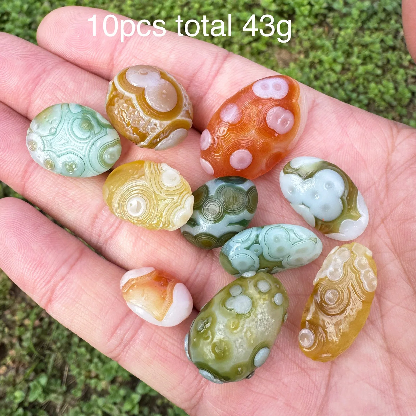 Зеленый хрустальный камень Гоби Агат Глаз  RY1-33