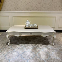 european style tea table solid wood carved flower tea table with drawer living room household light luxury simple tea table furn