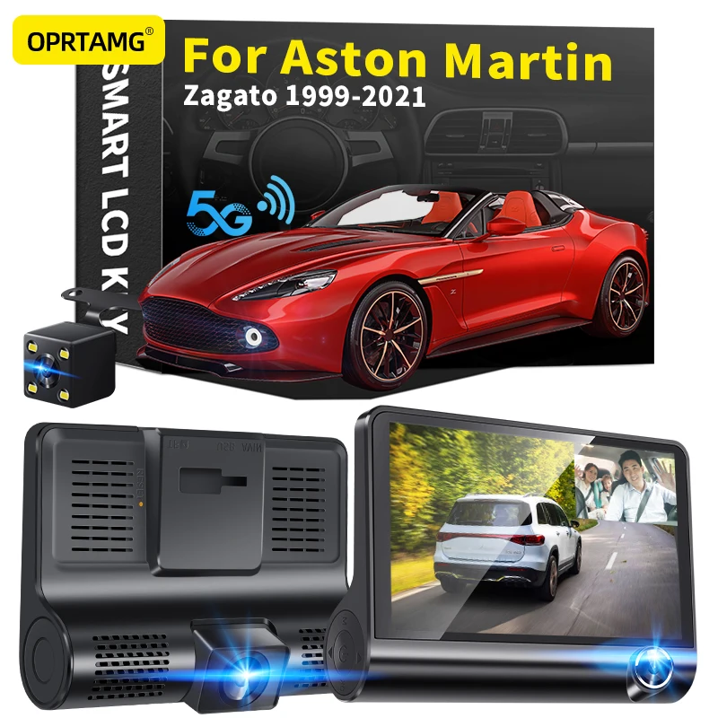 

OPRTAMG Dash Cam For Aston Martin Zagato 1999 2000 2001 2005 2006 2008-2021 2022 Car DVR 3 Cameras Lens 4.0 Inch 1080P dashcam