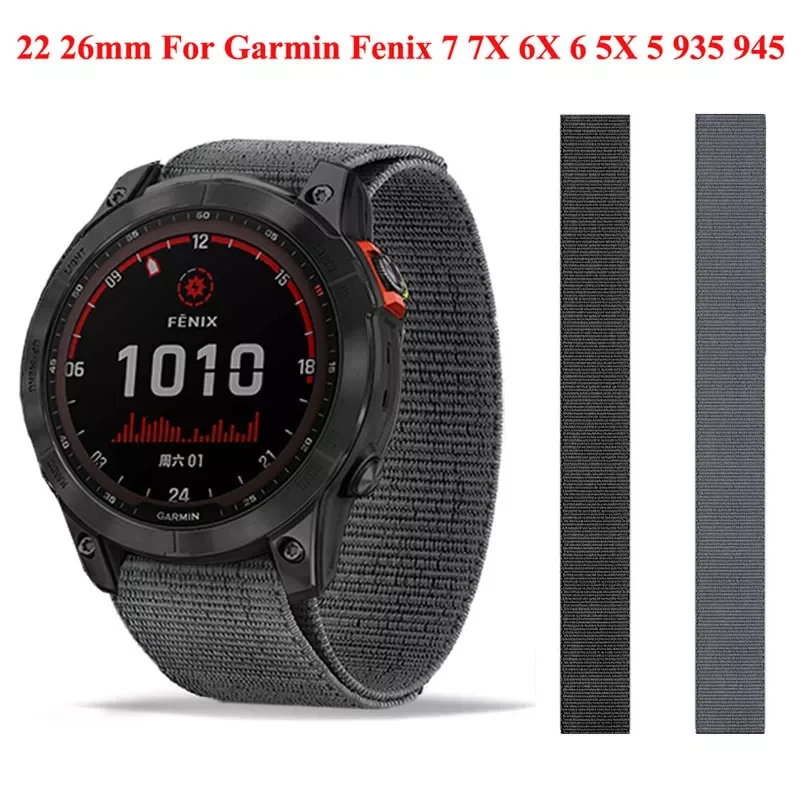 

26 22mm Knitted Nylon Watchbands For Garmin Enduro Fenix 7 7X 6 6X Pro 5 5X 3 3HR Epix Descent MK1 935 945 S60 Wristband Straps