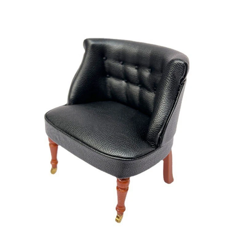 

1:12 Dollhouse Miniature Sofa Leather European Style Sofa Doll House Furniture Living Room Decors