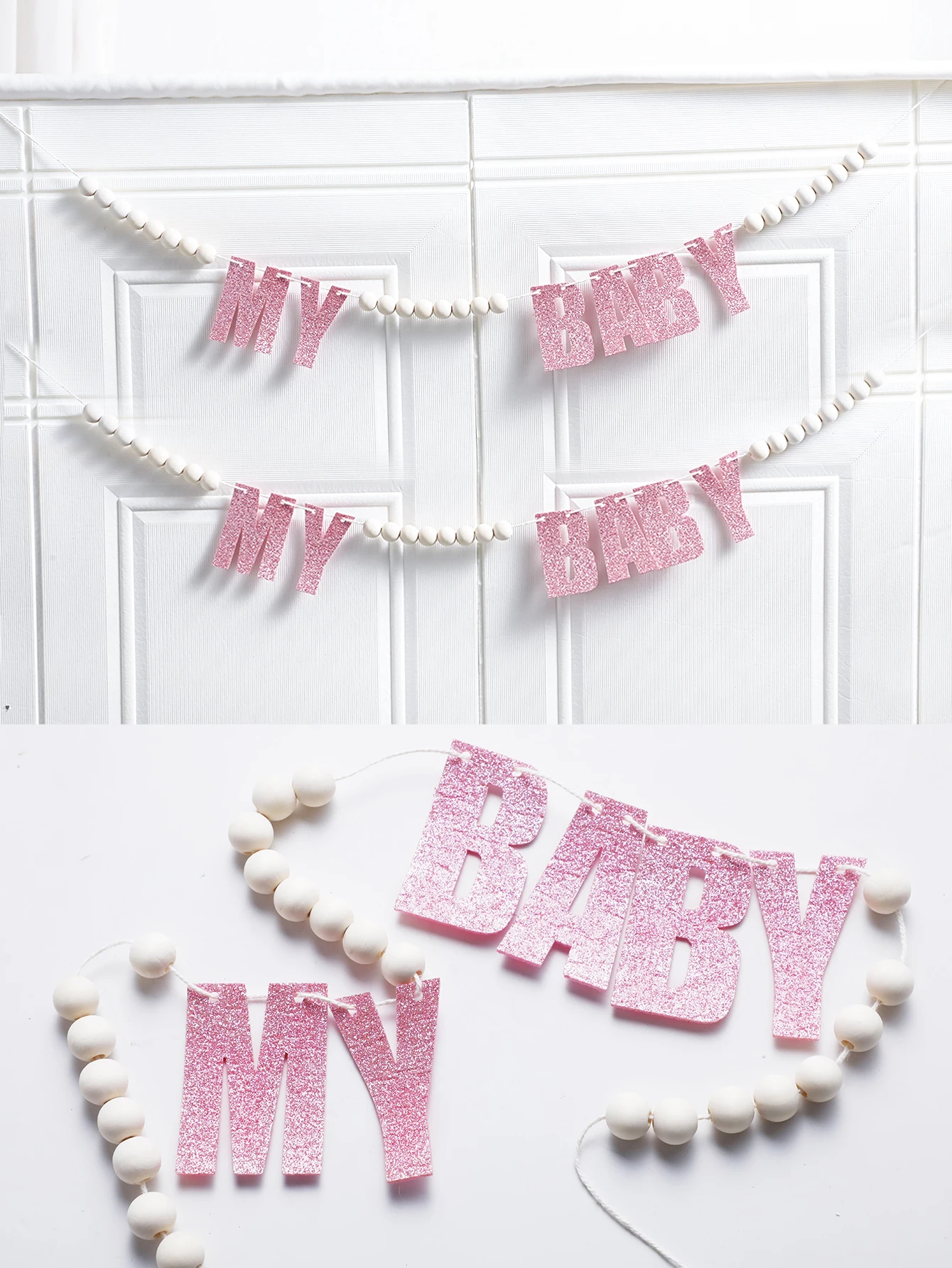 Флаг с деревянными бусинами ко Дню святого Валентина баннер Розовый МОЯ ДЛЯ ДЕТЬ