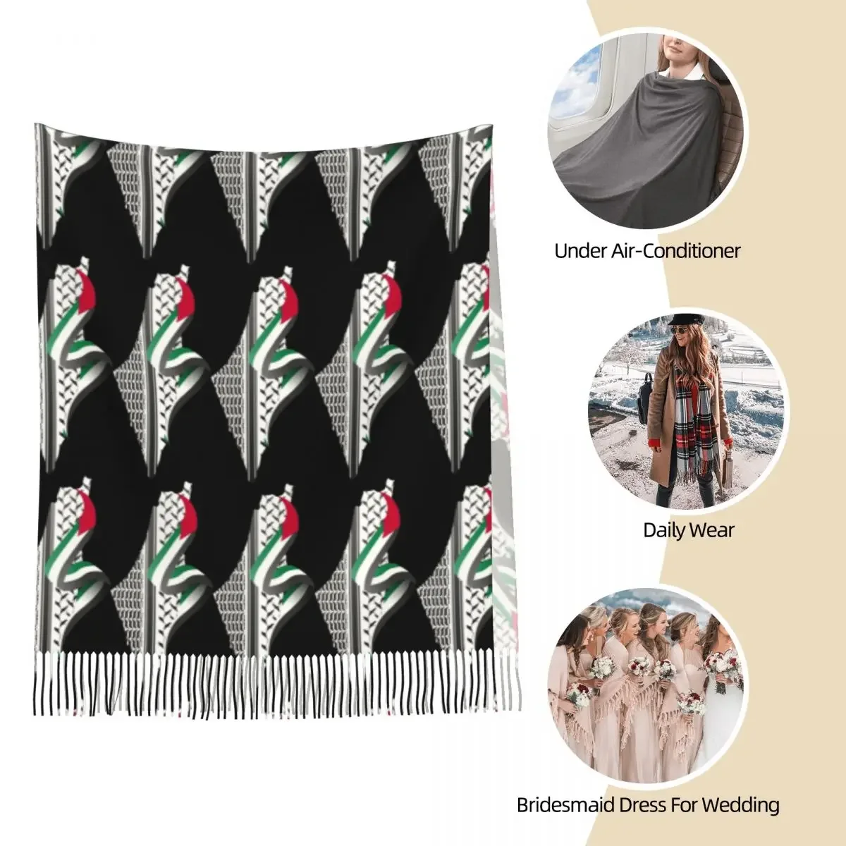 Женский длинный шарф с рисунком в виде карты