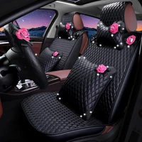 new arrival universal seat covers full set ice silk 5 sits breathable deluxe edition diamond car seats cover