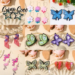 Image for Trendy Women's Hoop Earrings Acrylic Butterfly USA 