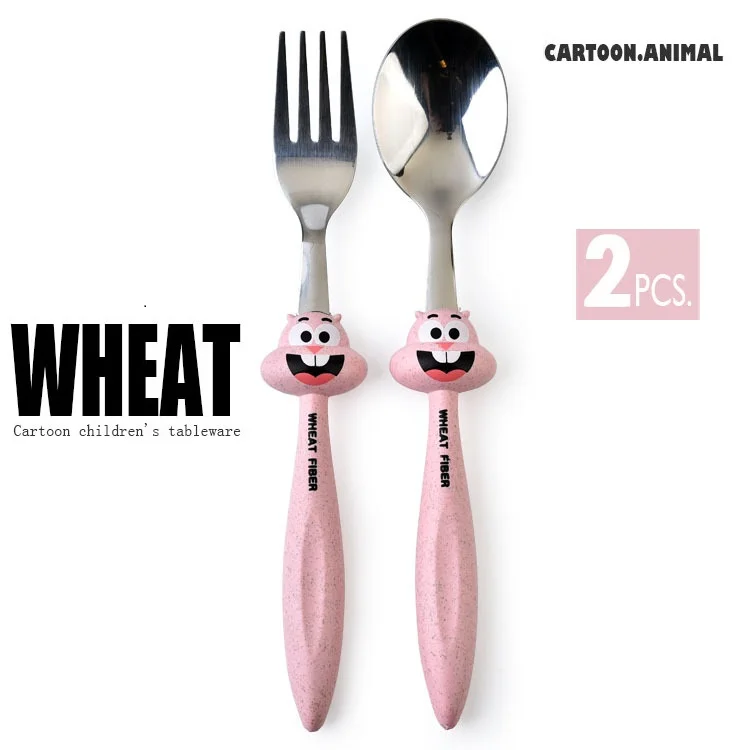 Детский набор вилок и ложек с милым мультяшным рисунком посуда Детские гаджеты