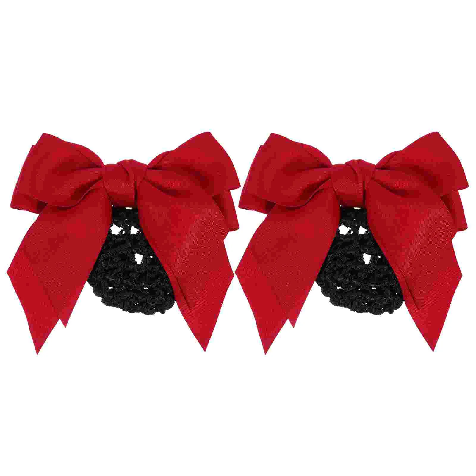 

2 Pcs Hair Accessories Girls Hairnets Cooking Headgear Bun Bowknot Fabric Clip Cover Miss Clips