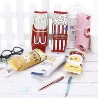 new funny french fries pencil cases for girls pu leather fruit snack pencil bag stationery pouch office school supply