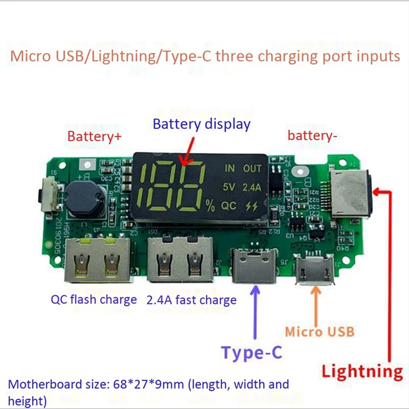 Двойной USB 5 В 18650 а Micro/Type-C портативное зарядное устройство зарядный Модуль