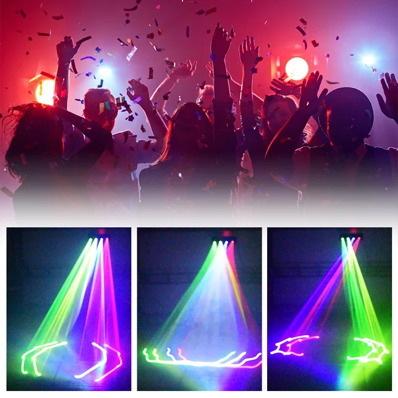 Горячие лазерные огни для дискотеки 4 линзы RGB светодиодный светильник сцены