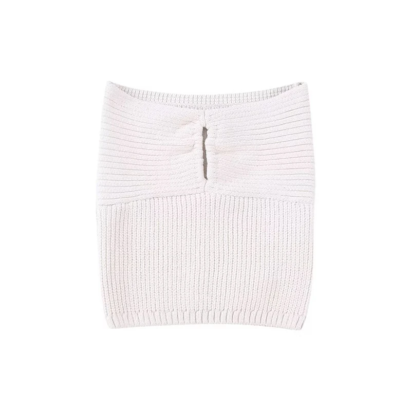 

Женский трикотажный топ без рукавов, белый ажурный топ с открытыми плечами и прямым воротником, облегающий жилет, Новинка лета 2023