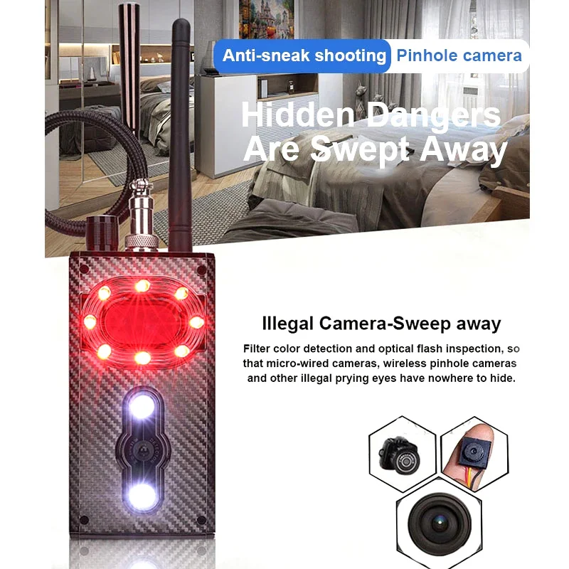 newest anti spy hidden camera detector rf signal wireless camera lens bug gps tracker magnetic gsm device scan finder free global shipping