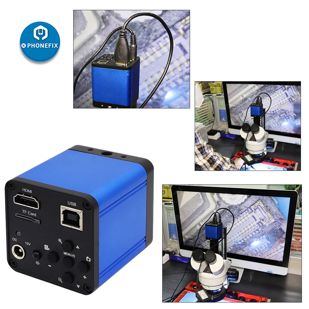 

Цифровой микроскоп Full HD 16MP HDMI видеокамера HDMI USB с одновременным выходом увеличительное стекло TF чип памяти PCB ремонт пайки