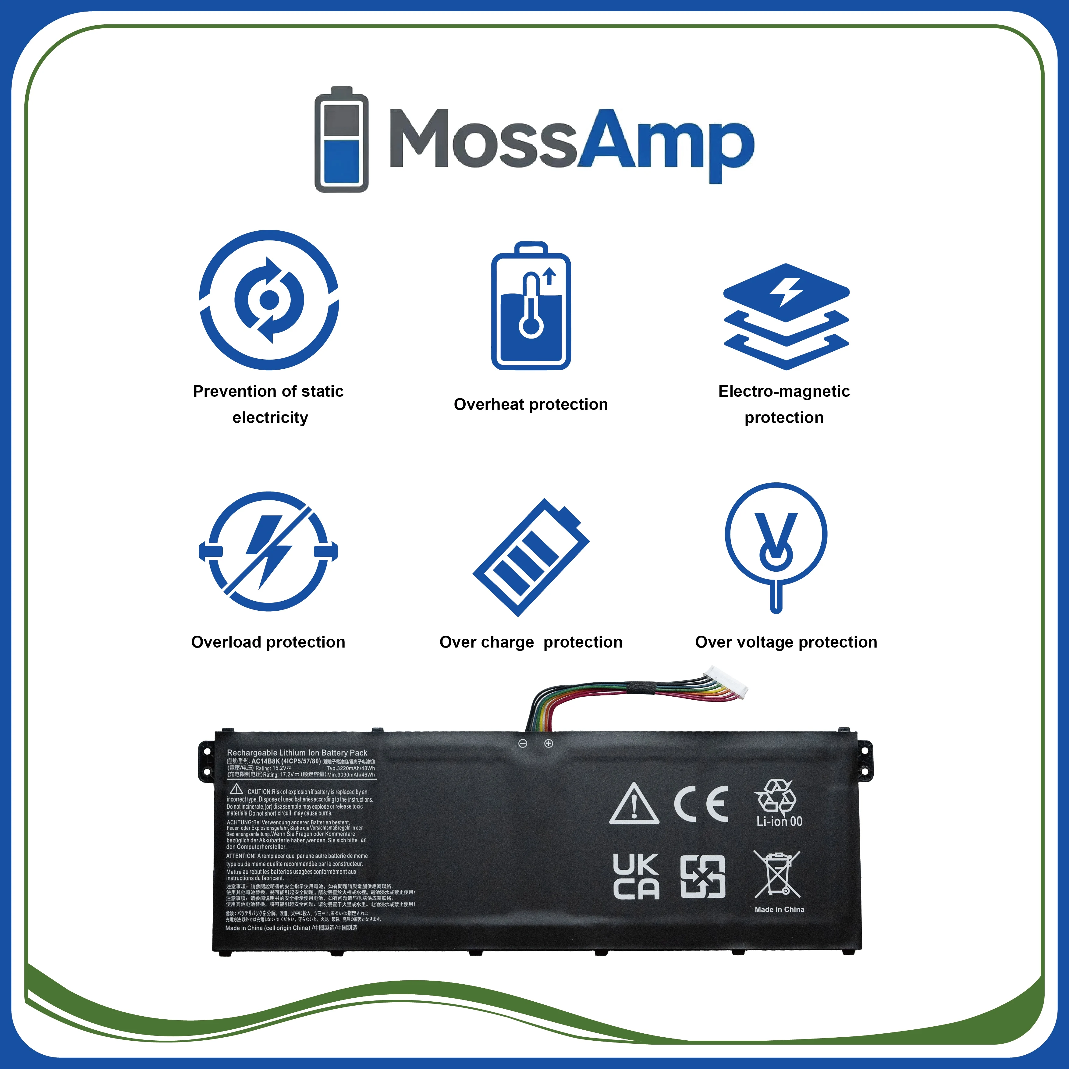 Аккумулятор для ноутбуков MossAmp AC14B8K для Aspire Swift Chromebook Nitro E3-111 ES1-511 ES1-520 ES1-531 ES1-731 V3-371 V3-111 3 SF314-51 (art.: 3920dafe37e79) - 3920dafe37e79