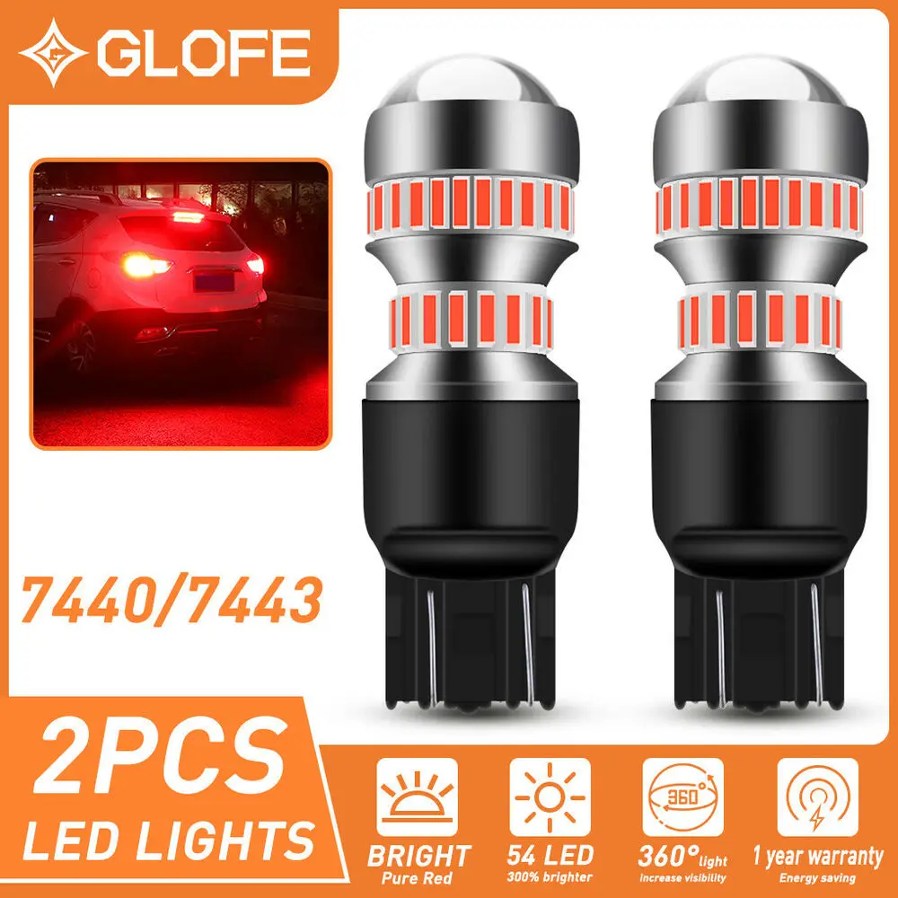 

Glofe T20 7440 7443 7444 T20 Bright Red Led Brake Tail Light Bulb Lamp 2Pcs