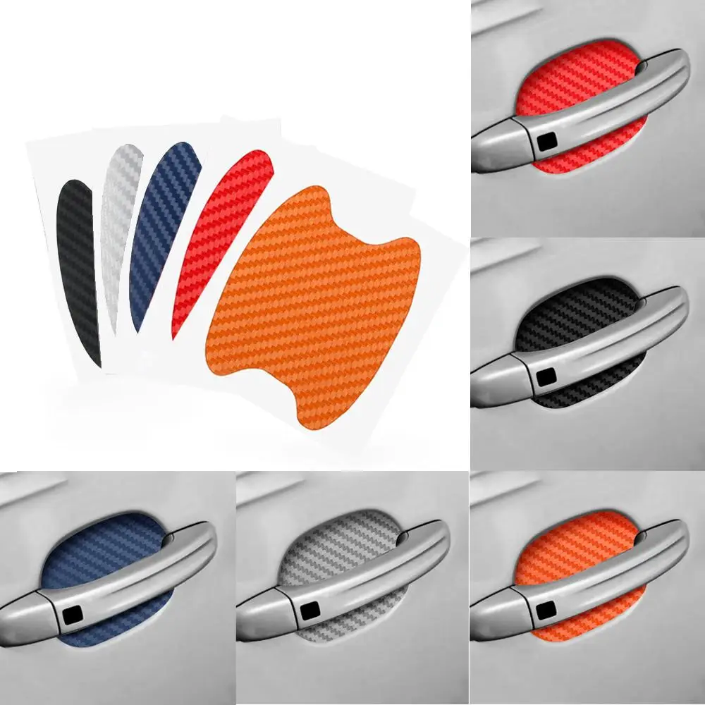 

4X 3D Car Door Sticker Carbon Fiber Scratches Resistant Cover Auto Handle Protection Film Exterior Styling Accessories Styling