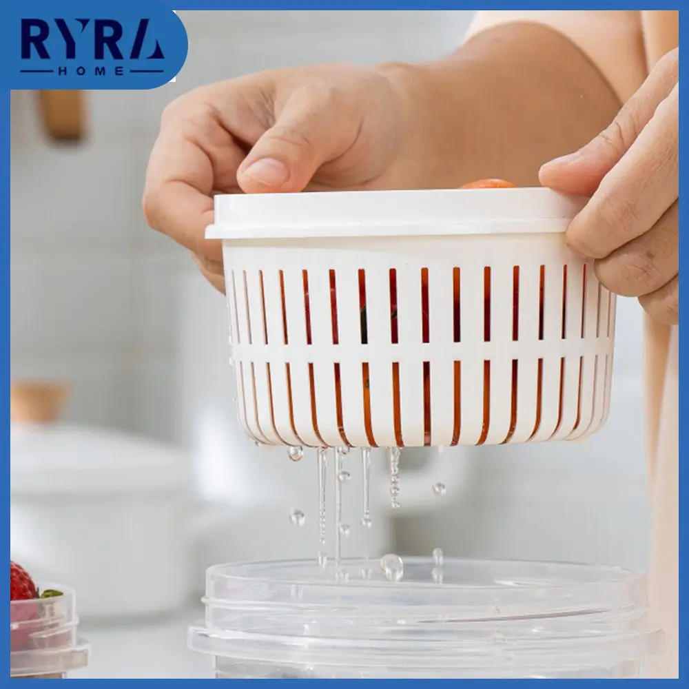 

Modern Minimalist Fridge Organizer Fresh-keeping Refrigerator Storage Drain Basket Kitchen Organize Plastic Storage Containers