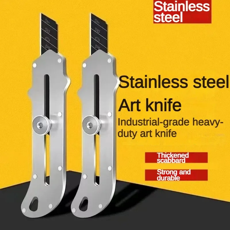 

New Stainless Steel Utility Knife 18mm Steel Wallpaper Knife Holder Durable Sturdy Fast Cutting Manual Lock For Comfortable Grip