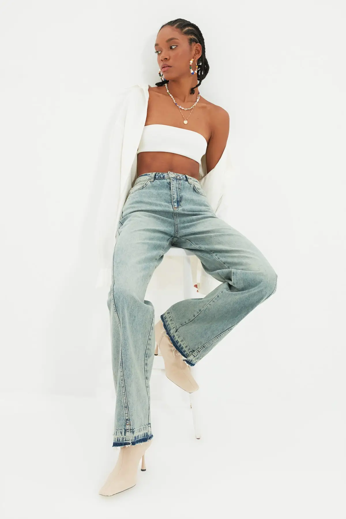 

Trendyol Stitch Detail High Bel Wide Leg Jeans TWOAW22JE0012