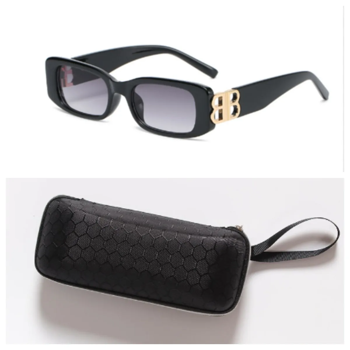 

new arrival 2023 futuristic rectangle bb logo sunglasses women men uv400 brand designer black pink leopard small oculos de sol