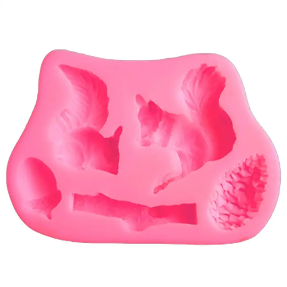 

Fondant Mold Non-stick Easy Clean 3D Squirrel Pine Cone Stump Cake Fondant Mold Pastry Tool No Odor Chocolate Mold for Home