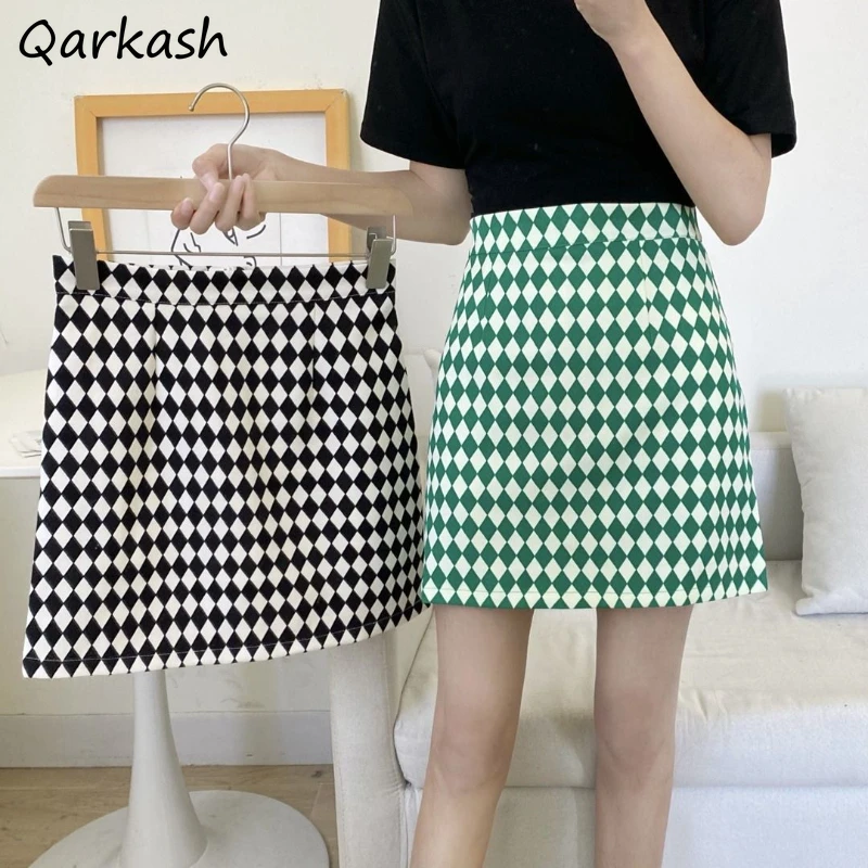 

Skirts Women Plaid High Waist All-match Korean Style Students Design Summer Mini Simple Streetwear Daily A-line Casual New Chic