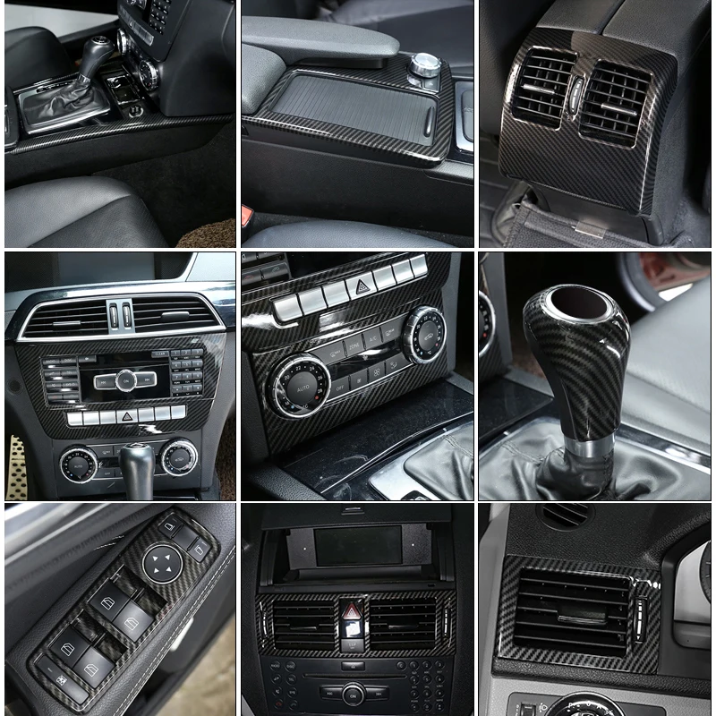

Carbon Fiber Car Interior Decoration Trim Stickers For Mercedes benz C Class W204 C180 C200 2007-2013 Accessories rfe