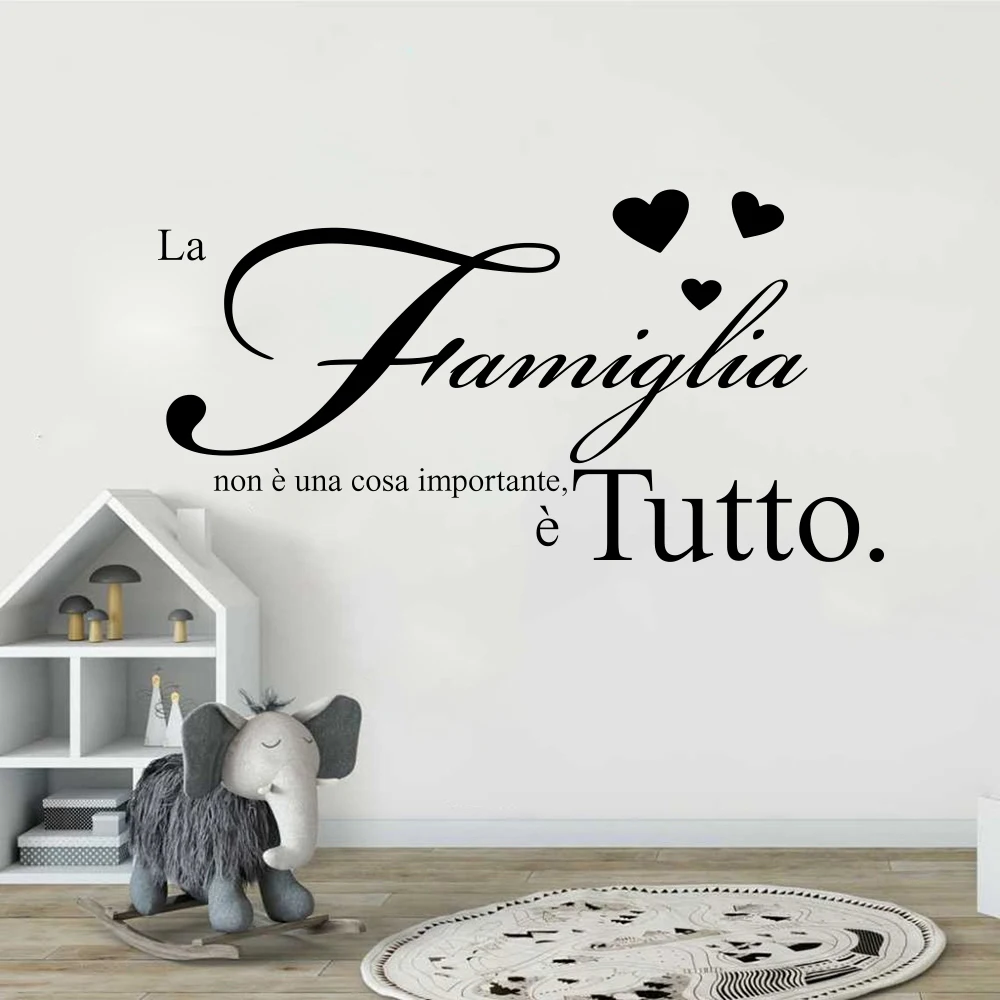 Большая итальянская Семья Любовь Сердце Цитата настенная наклейка кухня