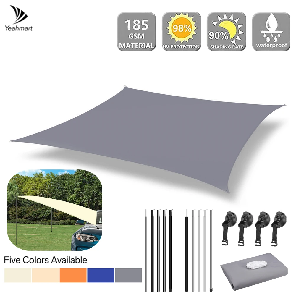 

2x3 м автомобильный боковой тент с столбом, фотомагнитная прочная присоска, якорь, уличный солнцезащитный парус, брезент, водонепроницаемый ...