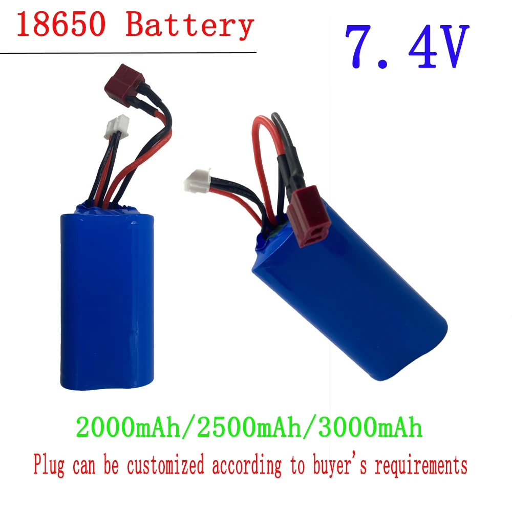 

7.4V 2000mAh/2500mAh/3000mAh 18650Li-ion Batery for RC toy car Boats trucks parts T/JST/SM Plug , For wltoys 144001 12428 rc car
