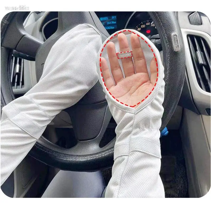 

Summer Sun Protection Long Ice Silk Sleeve Anti-ultraviolet Fake Sleeve Driver Arm Gloves Loose Breathable Arm Guards Ice Sleeve