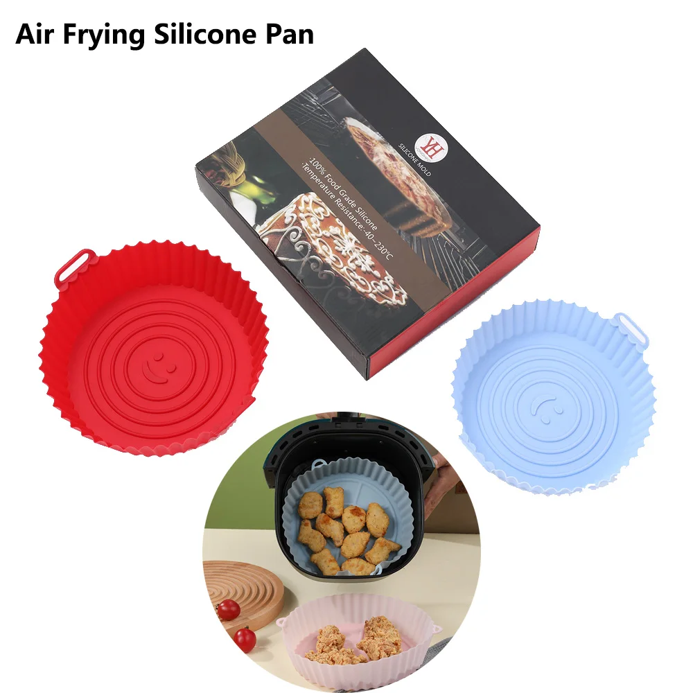 

Air Fryer Silicone Tray Oven Baking Tray Pizza Fried Chicken Baking Tool Reusable Liner Easy to Clean airfryer Silicone Basket