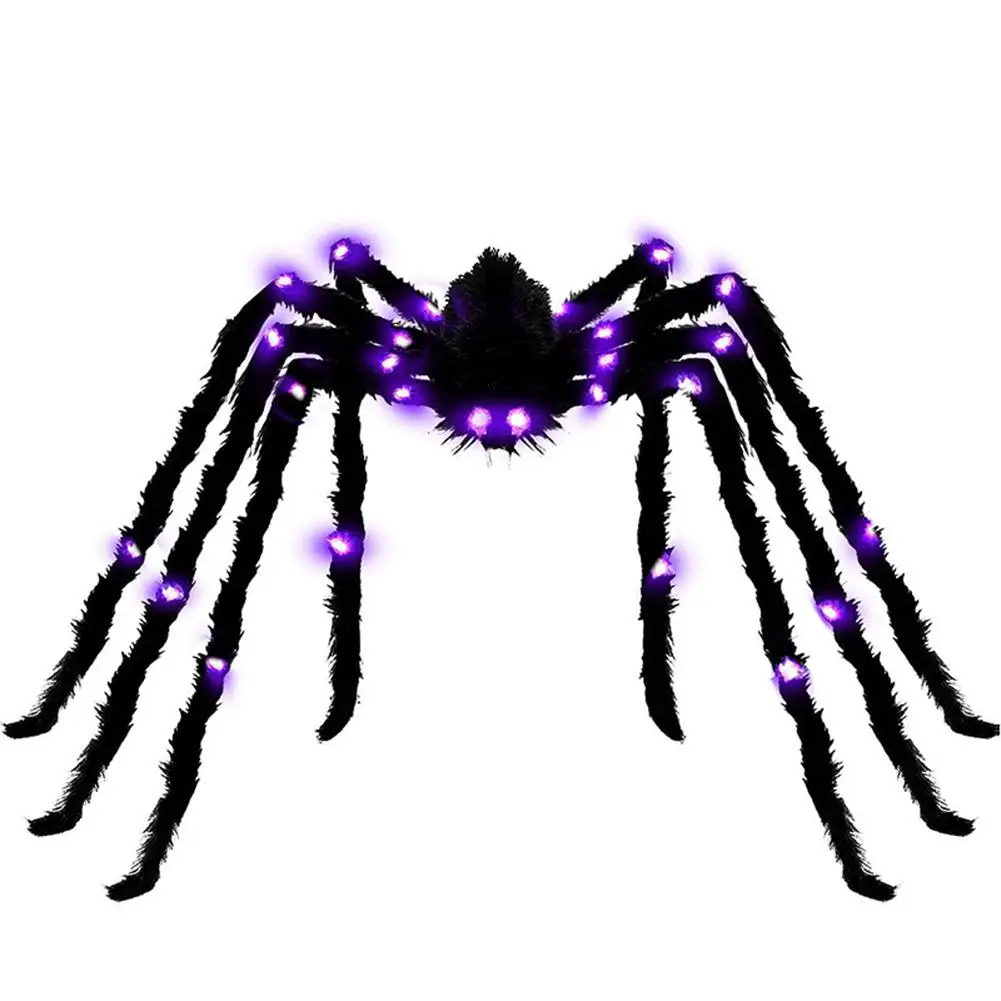 

Glowing Plush Spider Bendable Halloween Extra Large Lifelike Fake Spider Layout Prop For Outdoor Yard Decor
