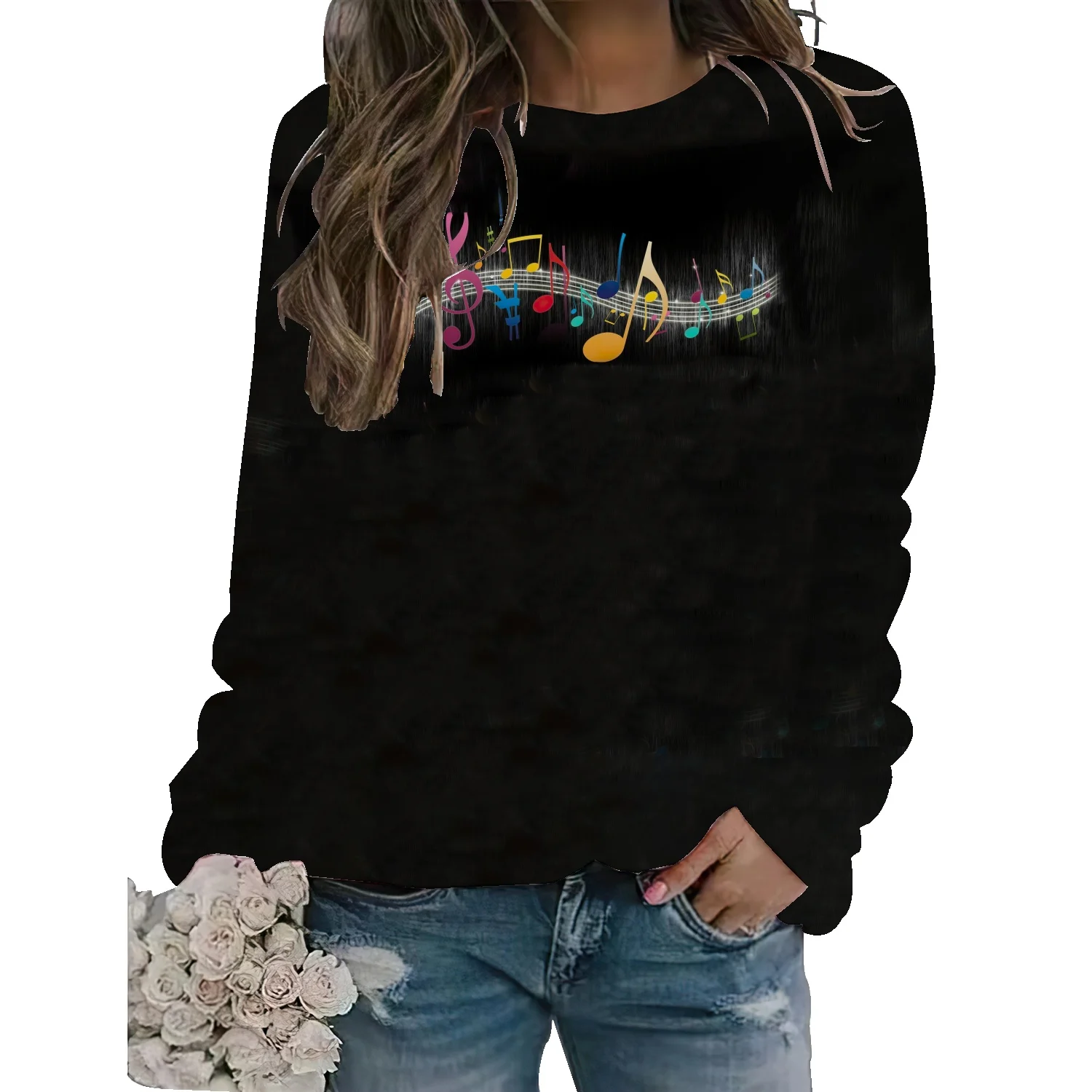 

Oversize jacket tide ins thickening 2022 new long-sleeved chic music round neck American retro sweater women