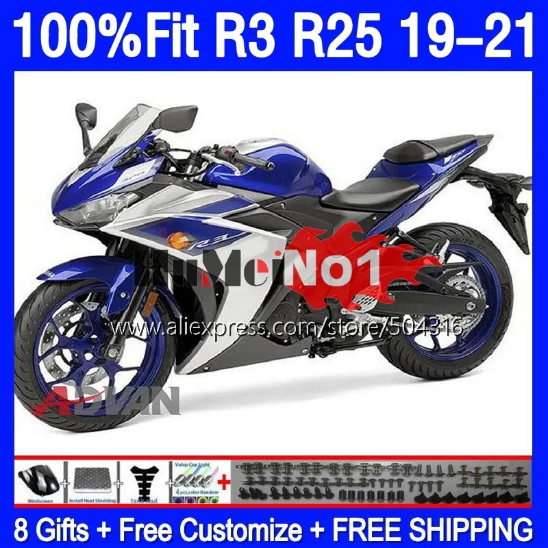 

Injection For YAMAHA YZF-R3 YZFR25 YZF-R25 R 3 25 168MC.59 YZFR3 YZF R3 R25 19 20 21 22 2019 2020 2021 2022 Fairing Blue silvery