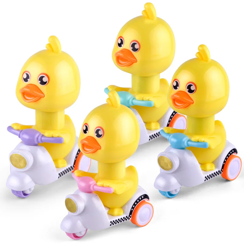 

Cartoon Bicycle Clockwork Duck Toy Inertia Friction Car Press to Slide Pull Back Baby Toy Car Moveable Wind Up Toy for Kids Toys