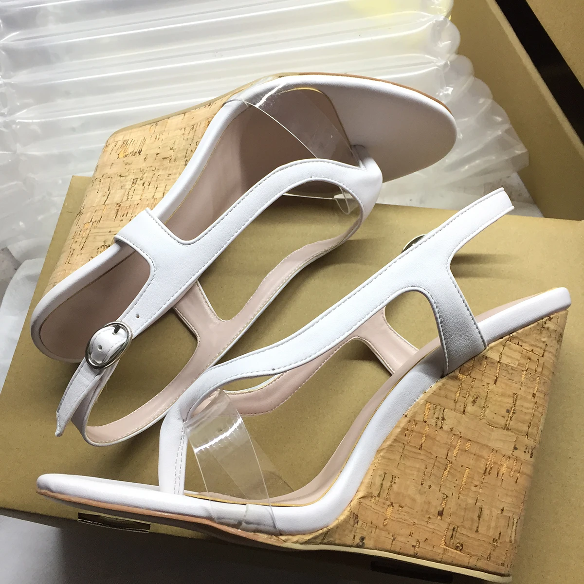 

Fashion Women's Flip Flops Wedges Sandals High Heels Shoes Ladies Spring Summer Comfortable Casual Footwear Buckle Strap White